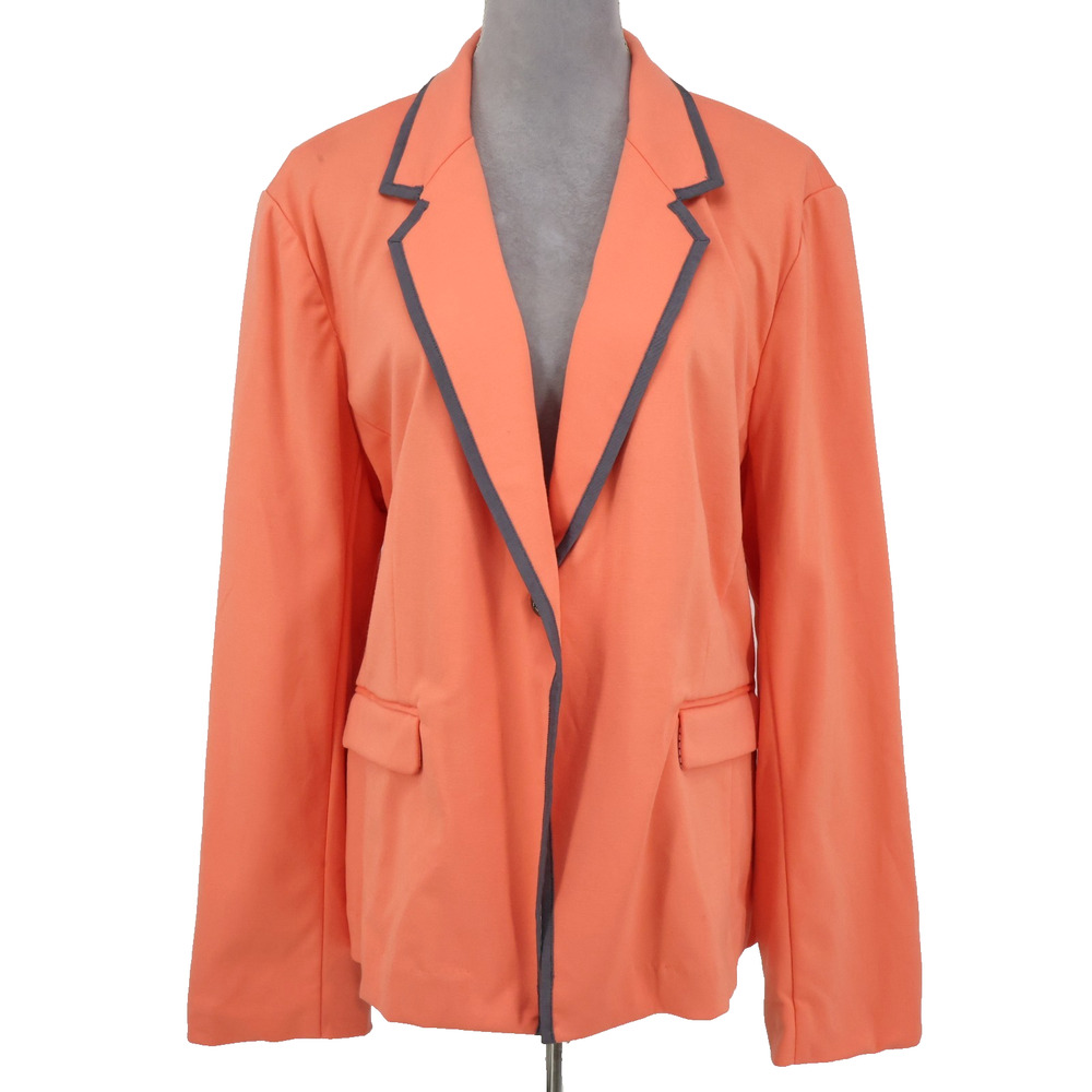 Company Ellen Tracy Jacket Plus Size XXL 2XL Peach Orange Stretch Knit Blazer